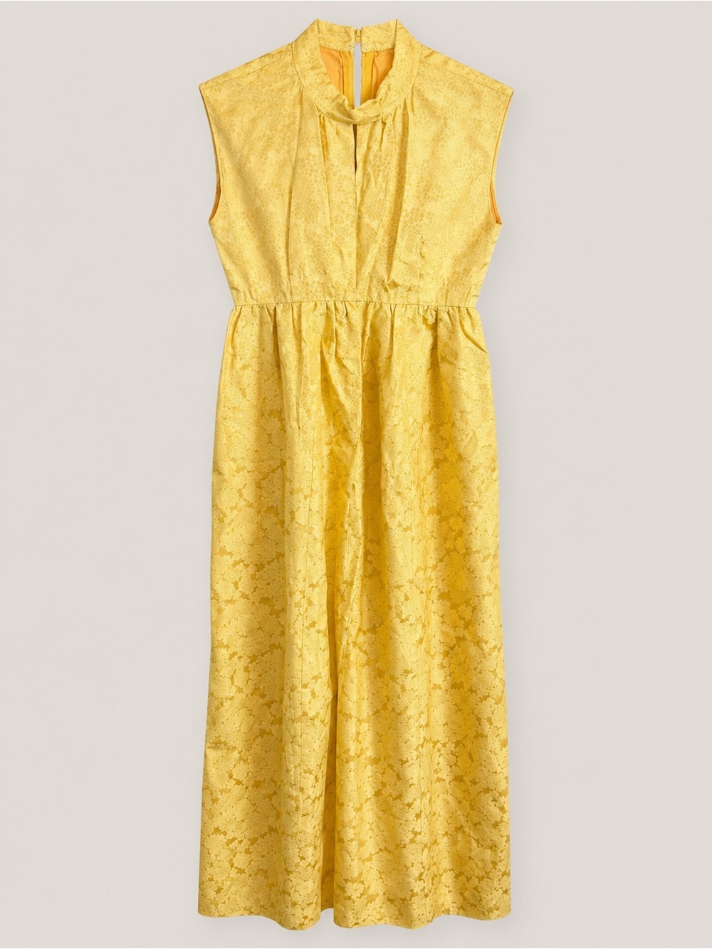 1960s handmade butter Yellow Lace Maxi Dress